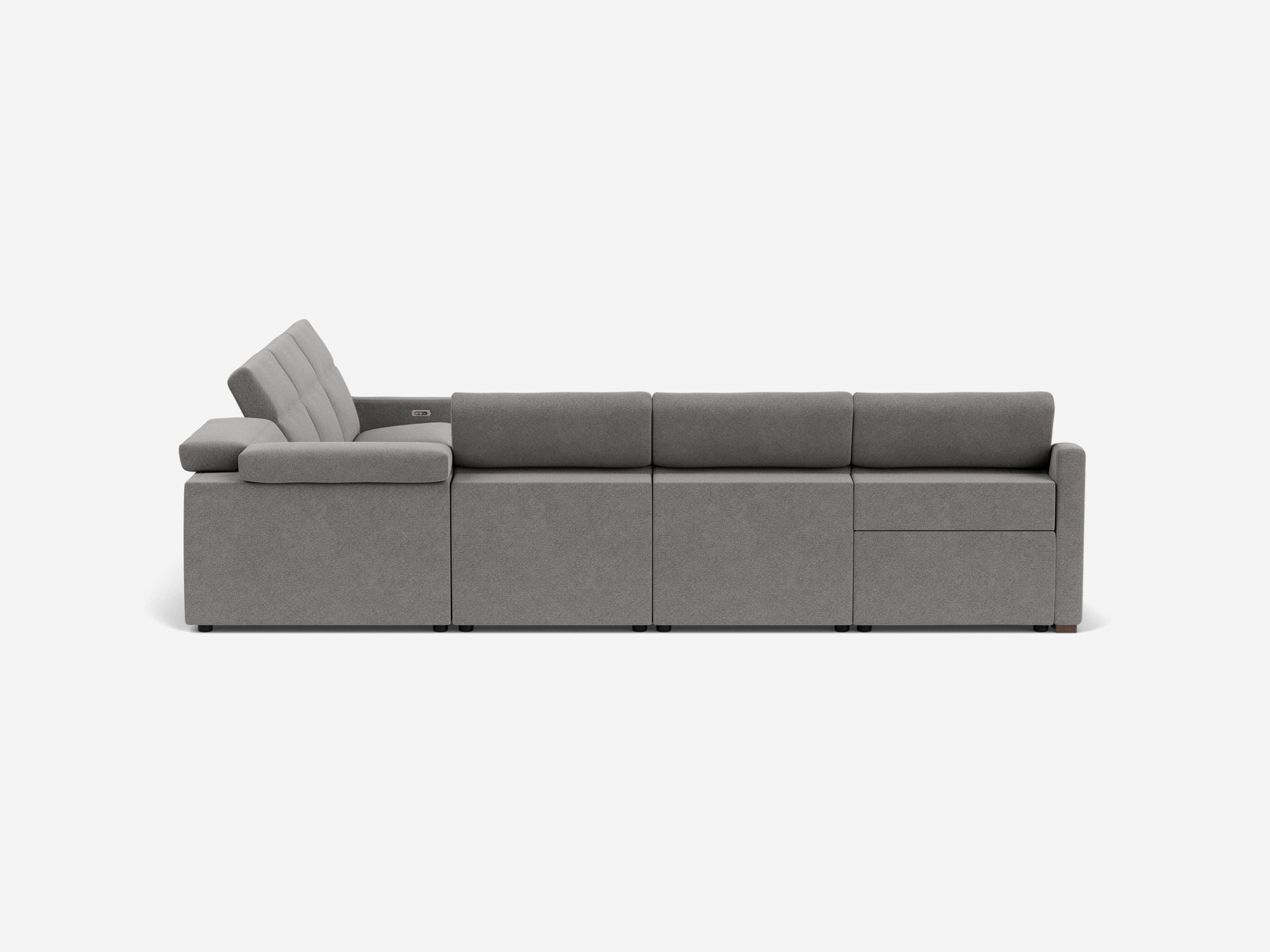 Grey reclining sectional sofa back left hand view